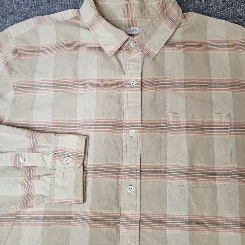 Outerknown Mens Longsleeve Button Up Shirt Size XL Plaid Organic Cotton Surf